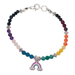 Garnet, Citrine, Amethyst Rainbow Gemstone Authentic Handmade Beaded Bracelet